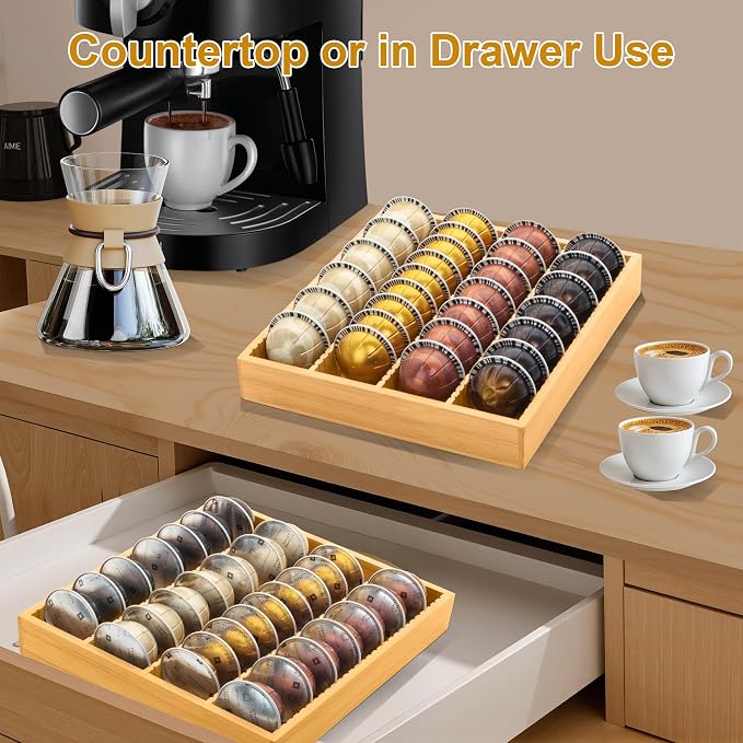 MinBoo Bamboo Coffee Pod Storage Holder Drawer Insert - Image 4