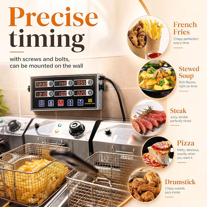 Relaxweex 2 Pack Commercial 6 Channel Digital Kitchen Timer, Wall Mount or - Image 2