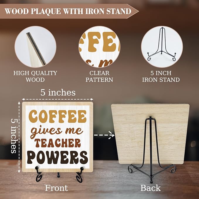 Coffee Sign Desk Decor, Coffee Gives Me Teacher Powers Sign - Image 2