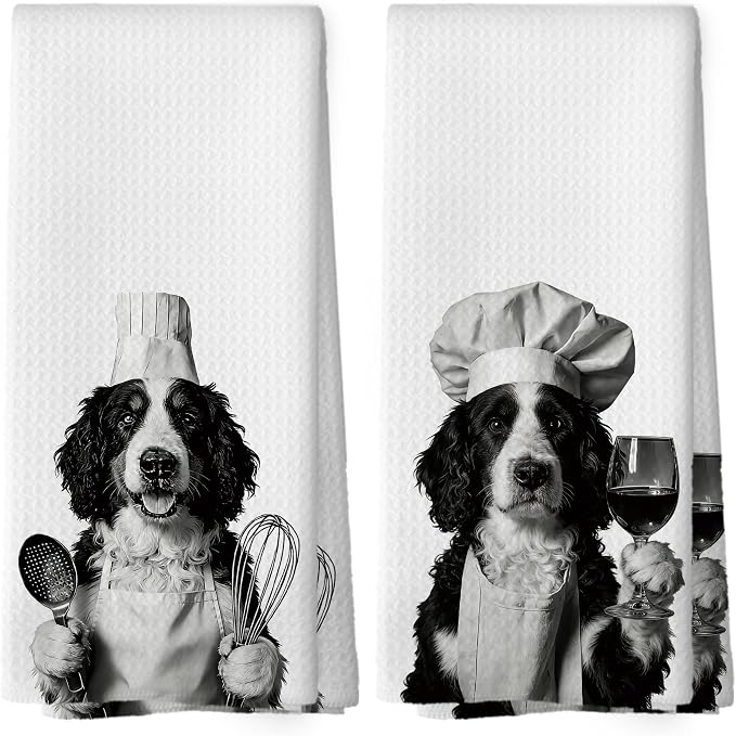 Bernedoodle Kitchen Towels Set of 2, Dog Kitchen Accessories, Bar Decor by Mcehtle