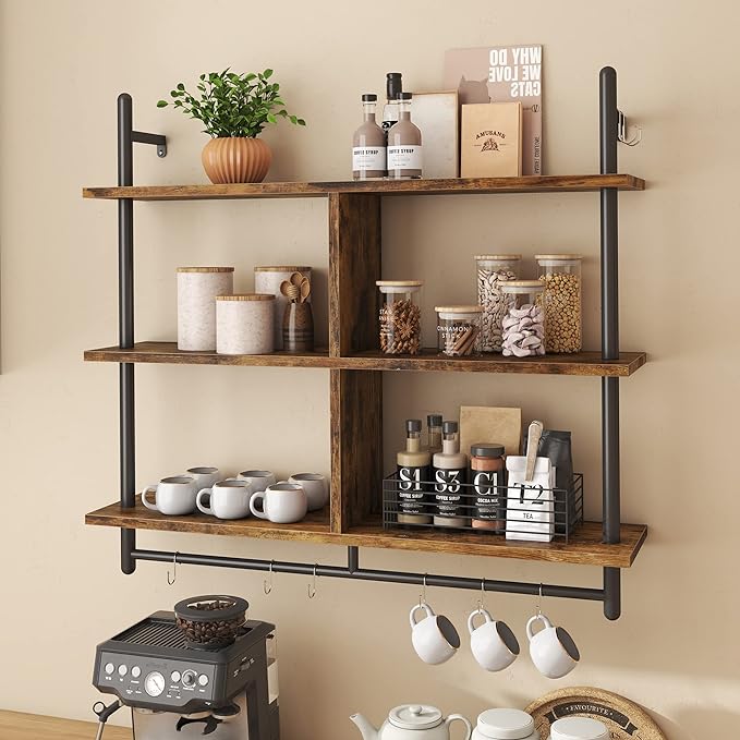Bestier 41.5" Floating Shelves for Wall 3 Tier Kitchen Shelves Wall Mounted by Bestier