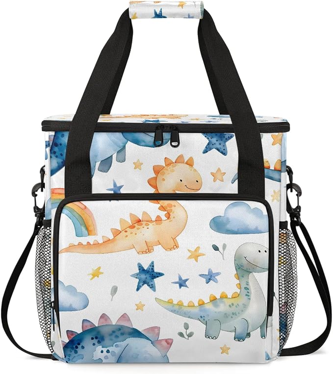 Cute Dino Rainbow Coffee Maker Carring Bag, Large Insulated Storage Organizer by Home