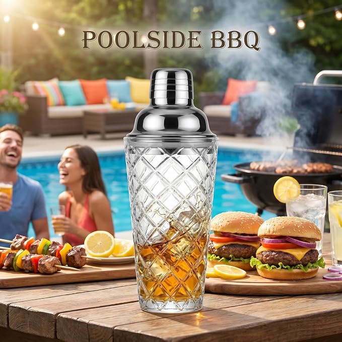 15oz Diamond-Cut Crystal Cocktail Shaker Clear Glass - Image 4