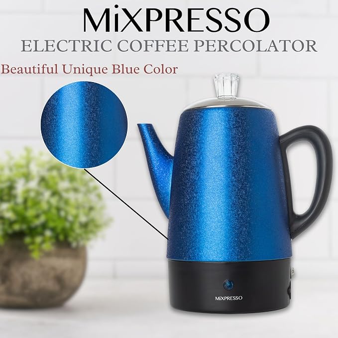Mixpresso 10 Cup Percolator Coffee Pot Electric, Stainless Steel Coffee - Image 8