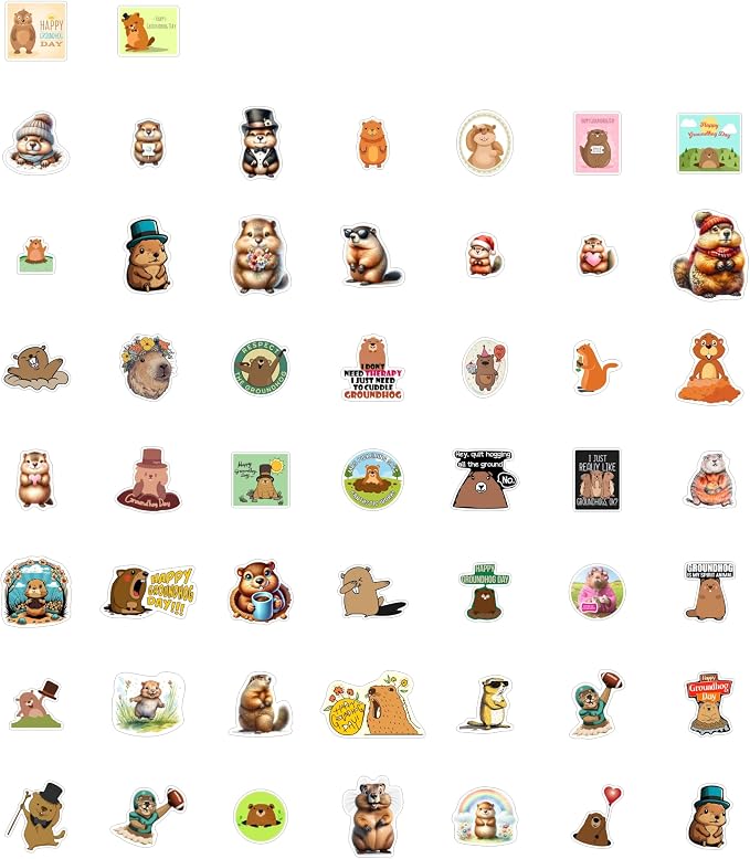 100Pcs Groundhog Stickers for Water Bottle and Laptop - Image 4