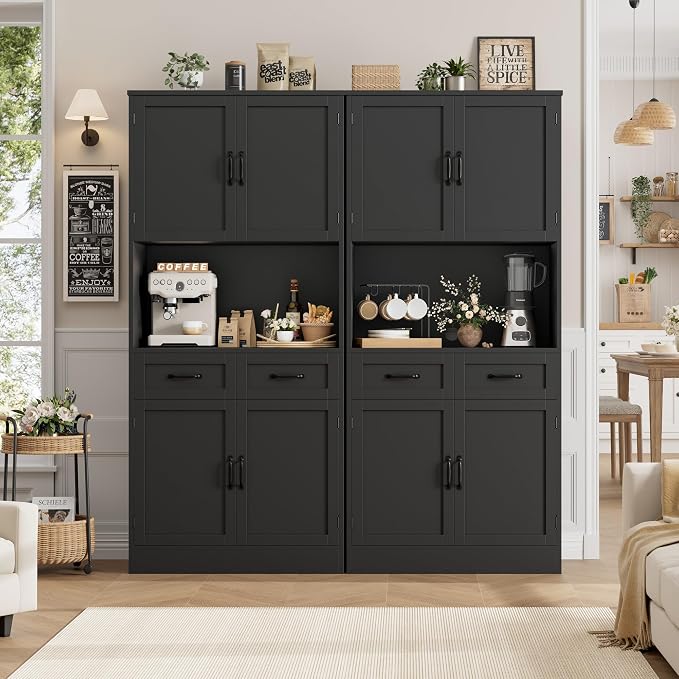 HOSTACK 71“ Tall Kitchen Pantry Storage Cabinet, Modern Kitchen Hutch Bar - Image 4