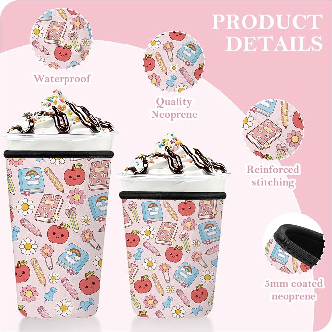 Reusable Insulated Neoprene Iced Coffee Cup Sleeve 3 Pack, Durable Drink Sleeve - Image 7