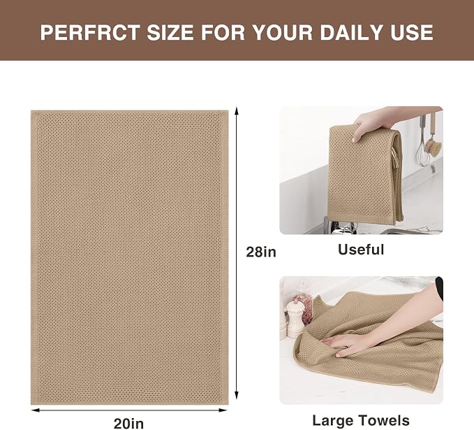Homaxy 100% Cotton Oversized Waffle Weave Kitchen Dish Towels, Ultra Soft - Image 3