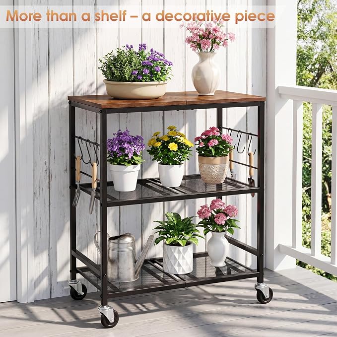 Rolling Kitchen Microwave Cart, 3-Tier Cart - Image 5