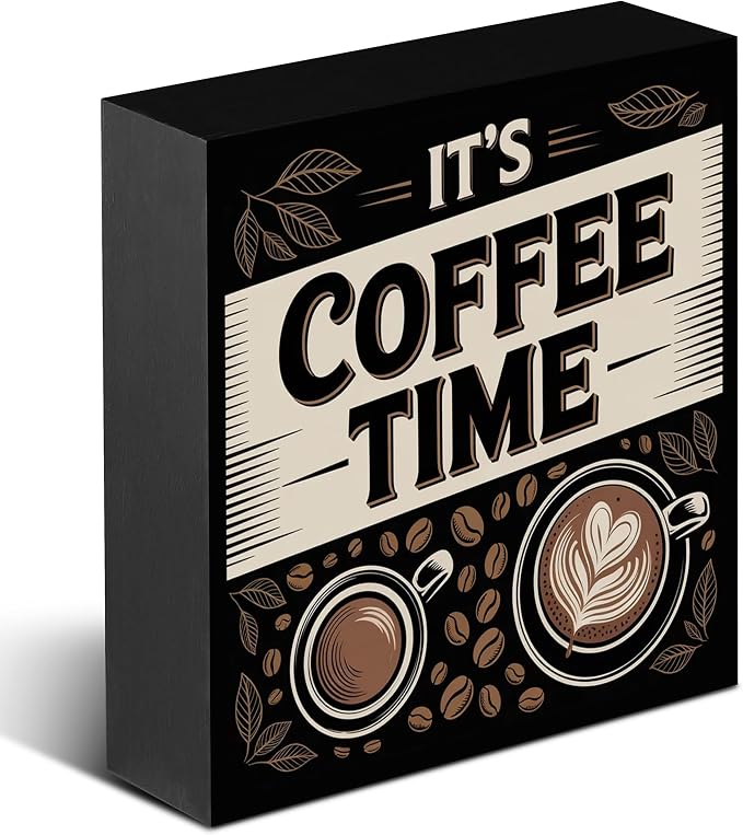 It's Coffee Time Wooden Box Decor 5x5 in by Unknown