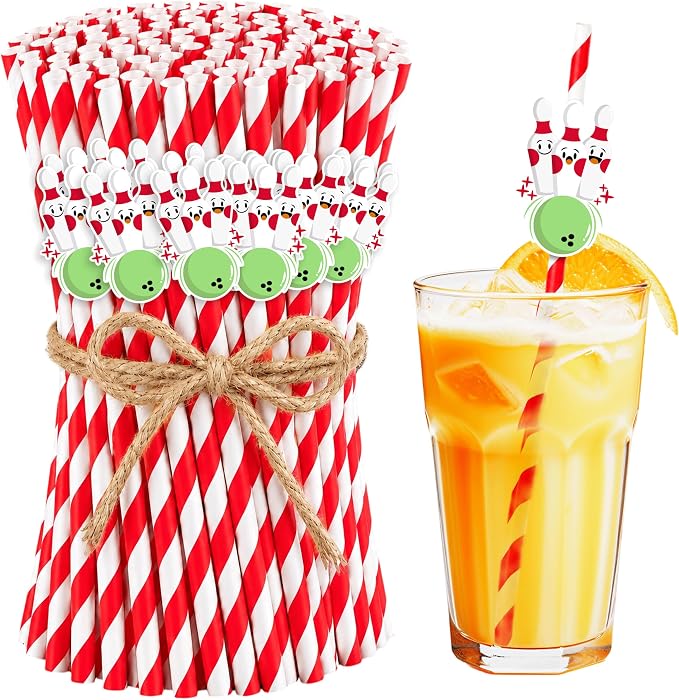 Disposable Bowling Themed Drinking Straws, Perfect Party Supplies by wuguimeii