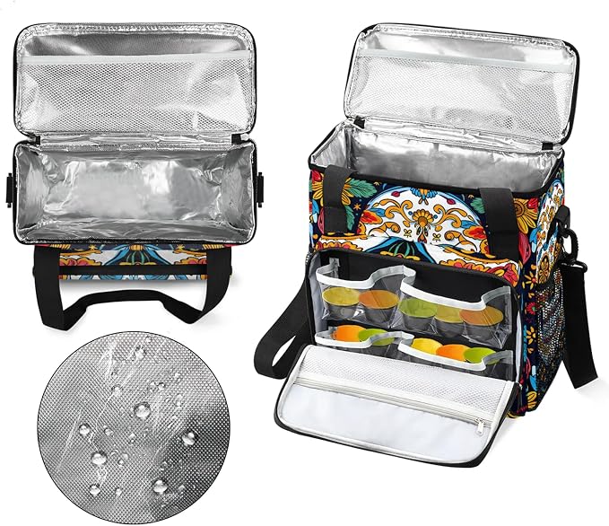 Sugar Skull Gothic Halloween Coffee Maker Carring Bag, Large Insulated Storage - Image 3