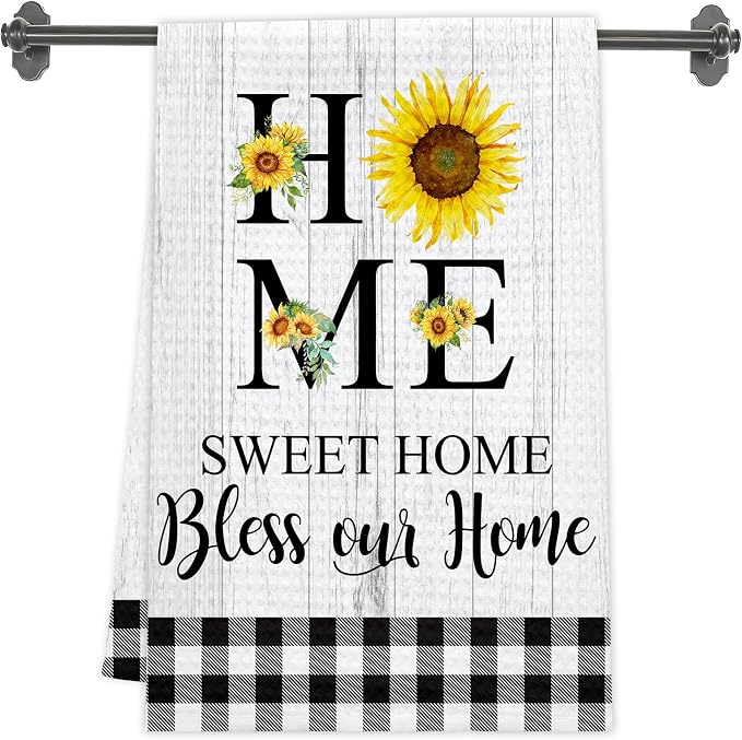Daisy Floral Kitchen Towels, Home Sweet Home Dish Towels, Flower Rustic by Unknown