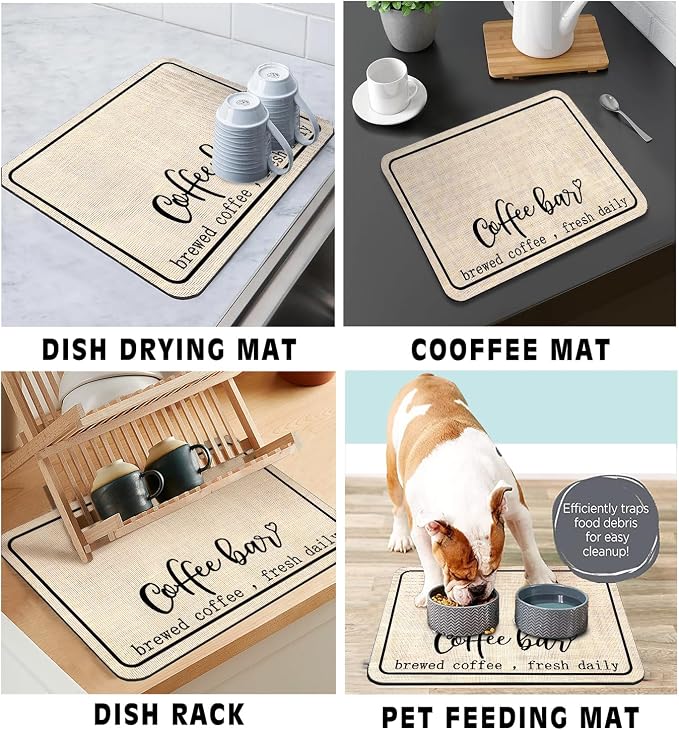 Coffee Bar Mat Rubber Dish Drying Mat - Image 4