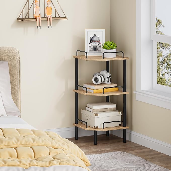 Tajsoon Corner Shelf Stand, 3 Tier Industrial Corner Shelves, Corner Shelving - Image 2