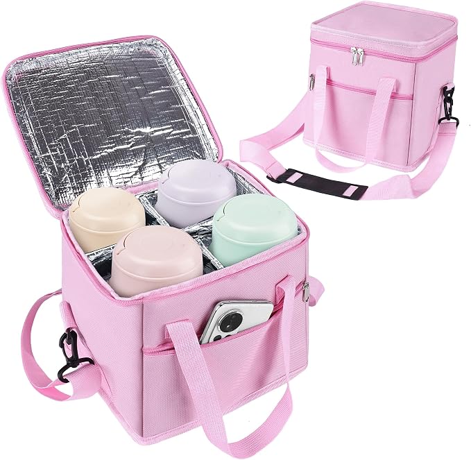Reusable Drink Carrier with Handle, Tip-Resistant 4 Cup Insulated Bag, by AZAMIA