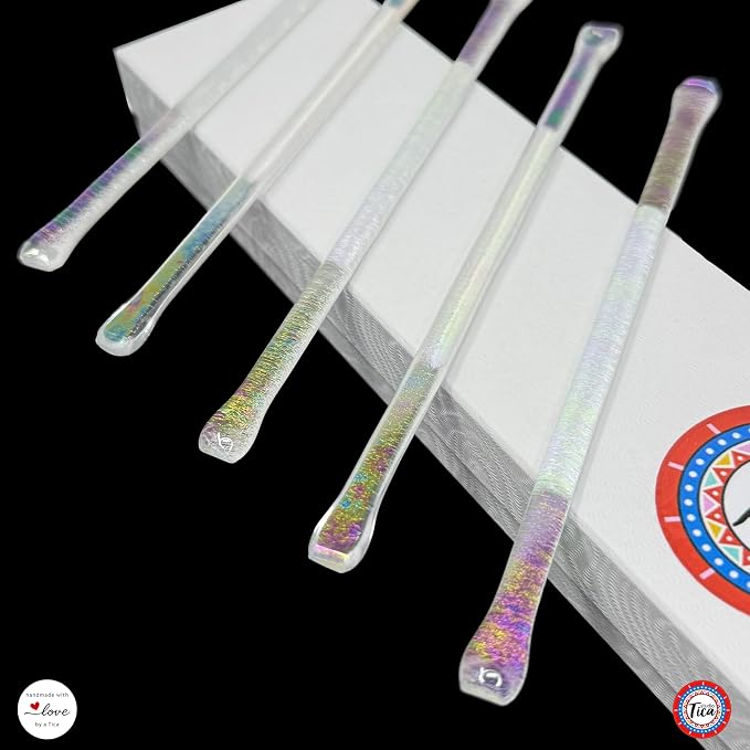 studioTica Handmade Glass Swizzle Sticks: Frosted Fire, Cocktail + Hiball - Image 4