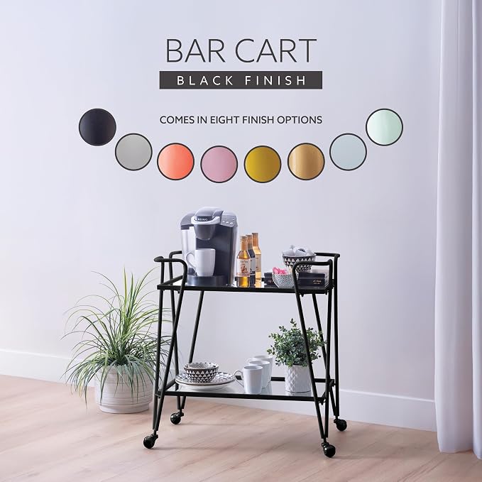 Linon Gina Black Mid Century Bar Cart - Image 18