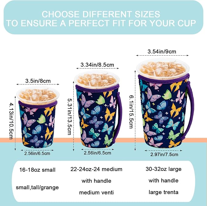 KJQJLY 3 Pack Reusable Iced Coffee Sleeves - Image 2
