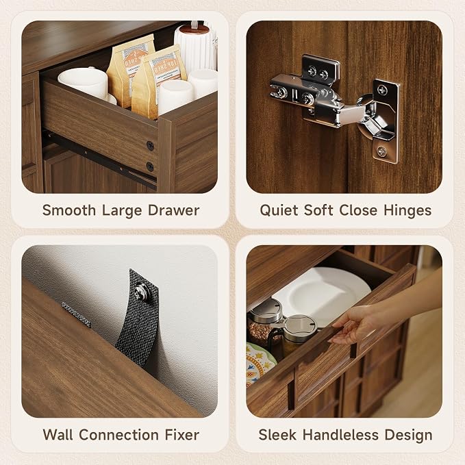 55" Buffet Cabinet with Storage Drawer, Sideboard Buffet Cabinet with Built-in - Image 6