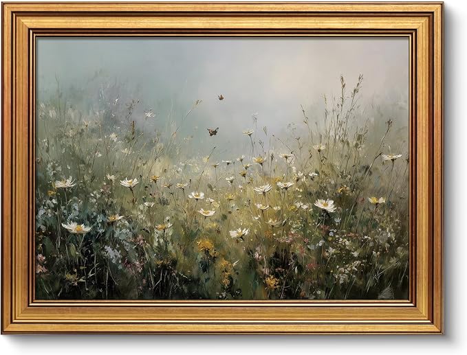 VIYYIEA Gold Framed Art Prints, Wildflower Floral Vintage Art Painting by VIYYIEAART