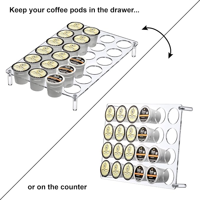 Amazing Abby 2-Pack 24-Slot Flat Acrylic Coffee Pod Holder, Large-Capacity - Image 2