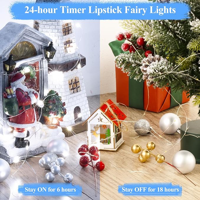 Lakumu 32FT Cool White Fairy Lights, Rechargeable Battery Operated String Lights - Image 4