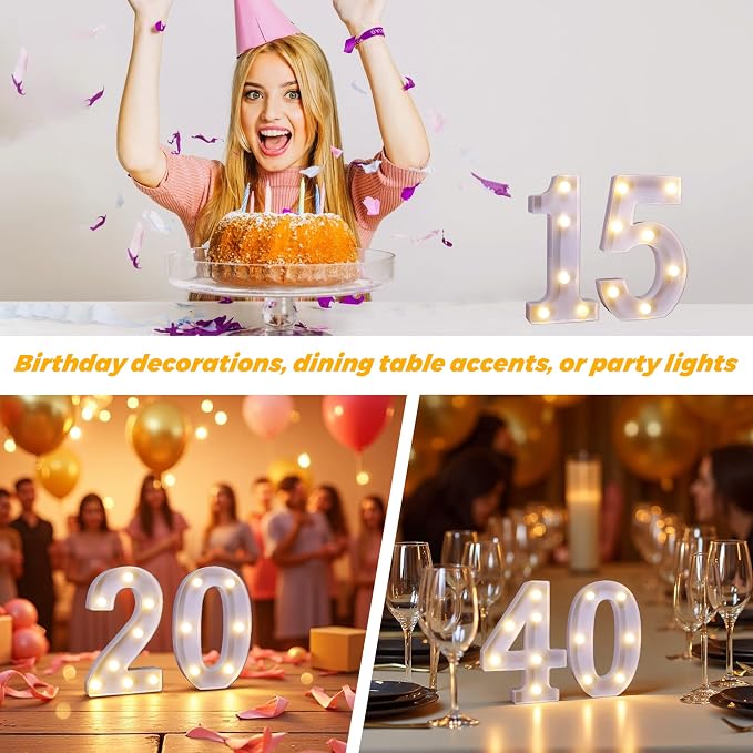 15th Birthday Decoration Light Up Letters, Battery Powered LED Numbers Marquee - Image 5