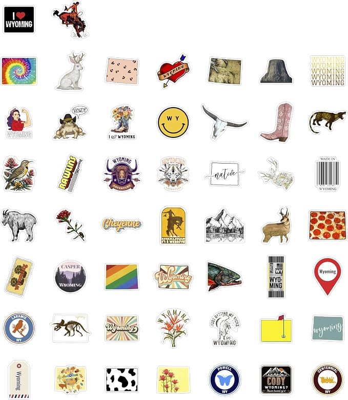 100Pcs Wyoming Sticker for Water Bottle and Laptop - Image 3
