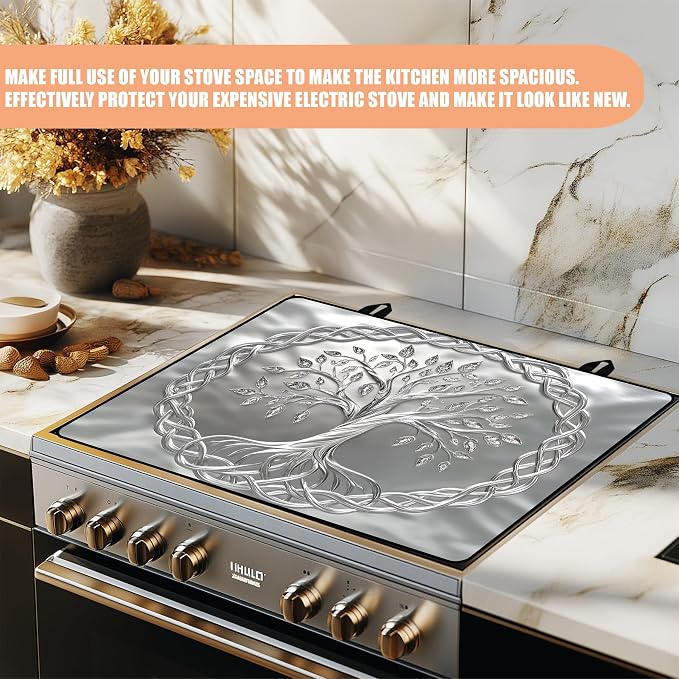 28"x20" Anti-Slip Electric Stove Top Cover Circular Tree Foldable - Image 5