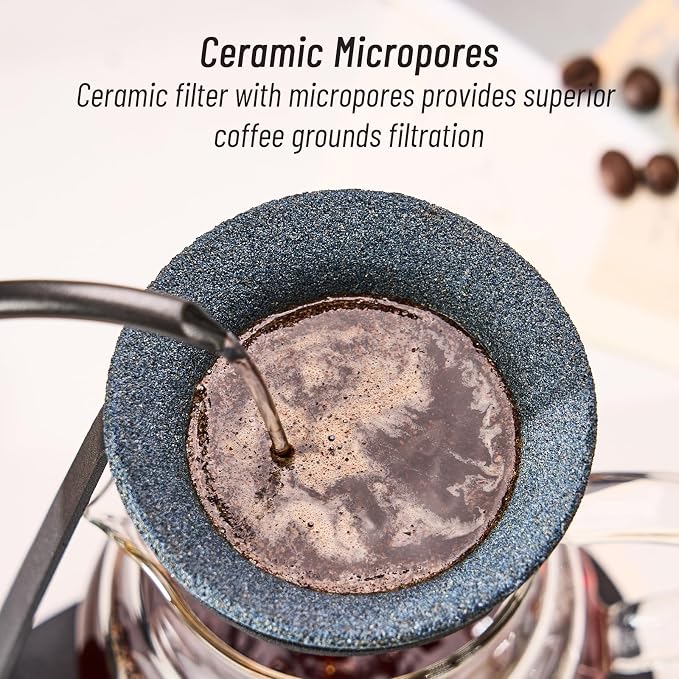 Baalaka Pour Over Coffee Dripper Set, Reusable Ceramics Coffee Filter, - Image 6
