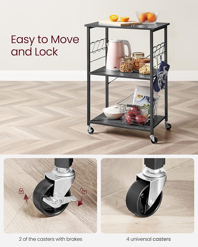 VASAGLE Kitchen Shelf on Wheels, 23.6 Inches Serving Cart - Image 7