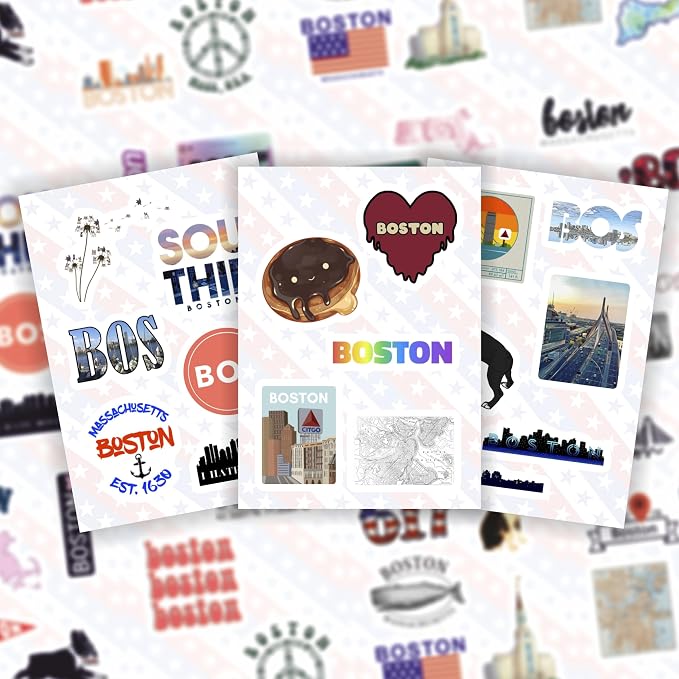 100Pcs Boston Sticker for Water Bottle and Laptop - Image 7