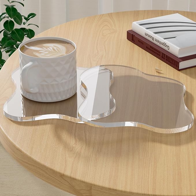 Acrylic 2Pcs/Set Coaster for Desk, Bar Drink Coaster, Cloud Shape Coffee Cup by Leadiy