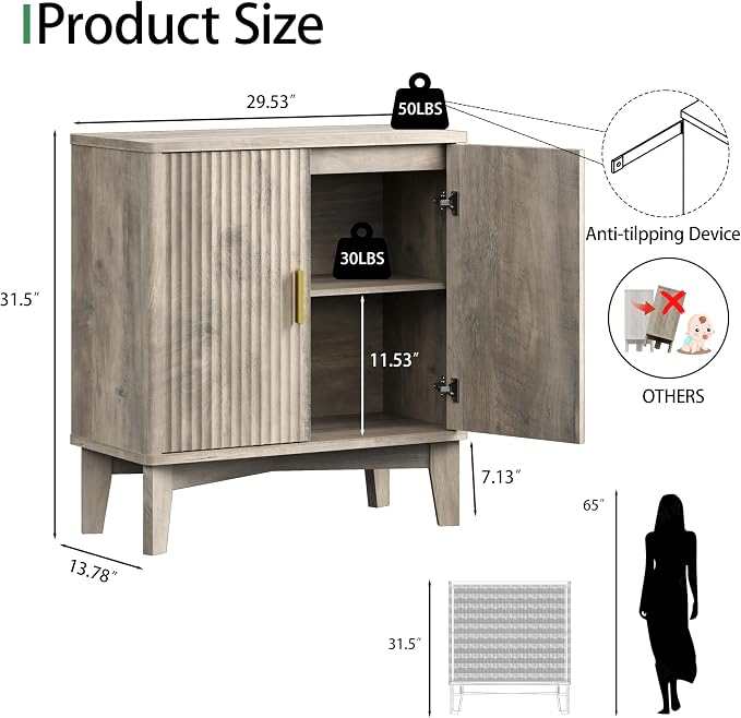 Xixini Fluted Sideboard Buffet Cabinet - Image 2
