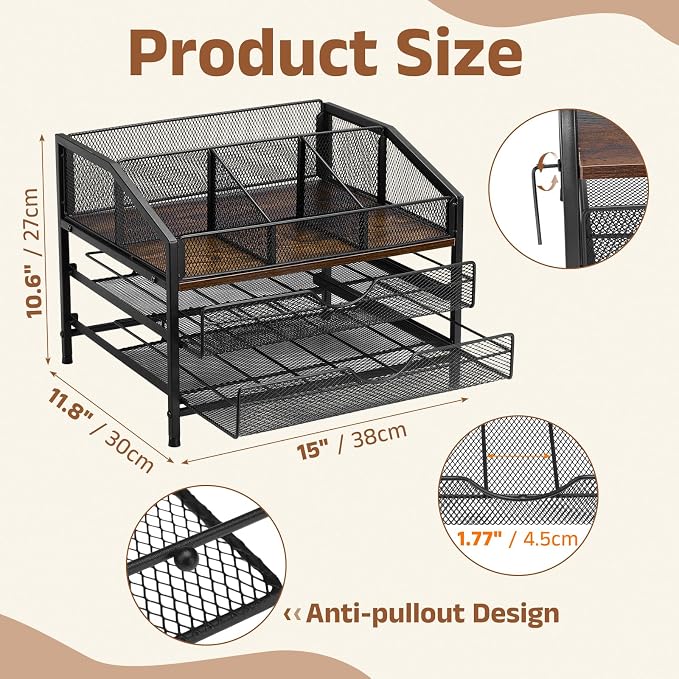 Coffee Bar Organizer, 3-Tier Coffee Station Organizer, Wood Coffee Syrup - Image 3