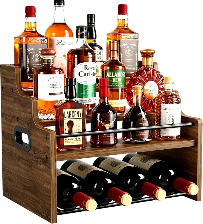 4-Tier Wood Display Shelf Wine Rack by Unknown