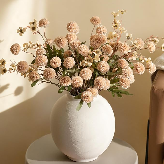 HyeFlora Fake Kiku Flowers, Faux Silk Pompon Mums Artificial Flowers, - Image 2