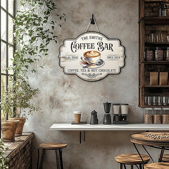 THUYPT Personalized Coffee Sign, Coffee Wooden Sign Plaque Wall Hanging Coffee - Image 7