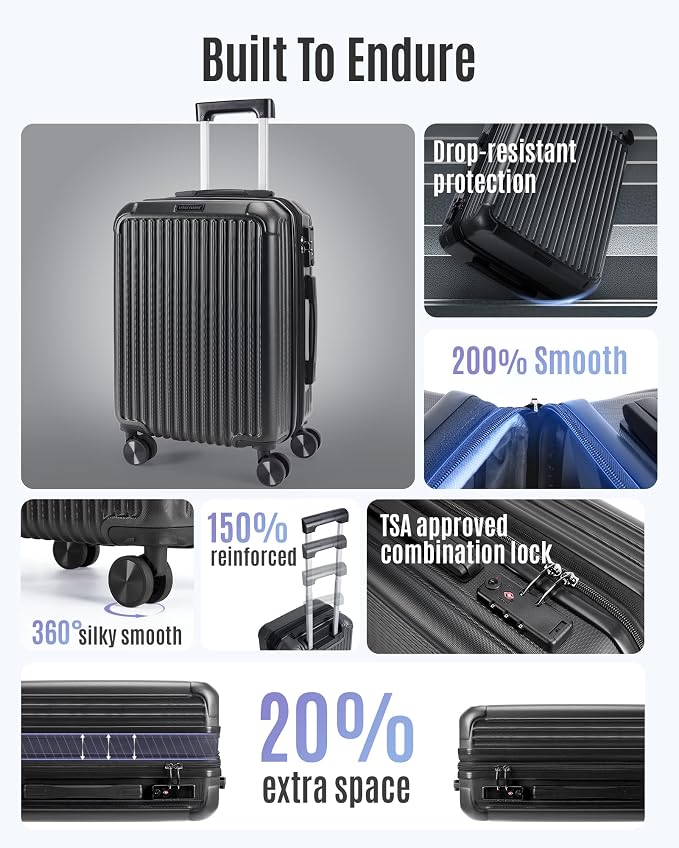 LIGHT FLIGHT Carry On Luggage 22x14x9 Airline Approved, Hard Shell - Image 2