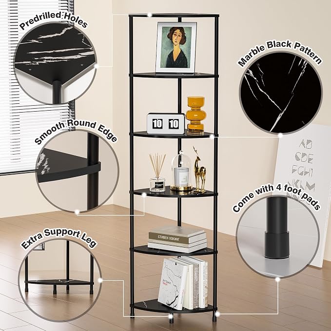 Book Shelf Corner Shelf, 6 Tier Corner Bookshelf Display - Image 8
