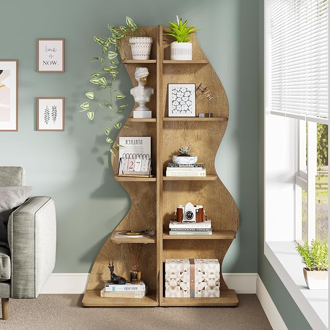 Tribesigns Corner Shelf, Modern 5-Tier Wall Corner Bookshelf, Stylish Corner - Image 5