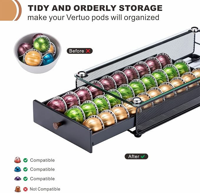 ZCDCP Nespresso Vertuo Pod Holder Coffee Capsule Drawer Black 30 Pods - Image 3