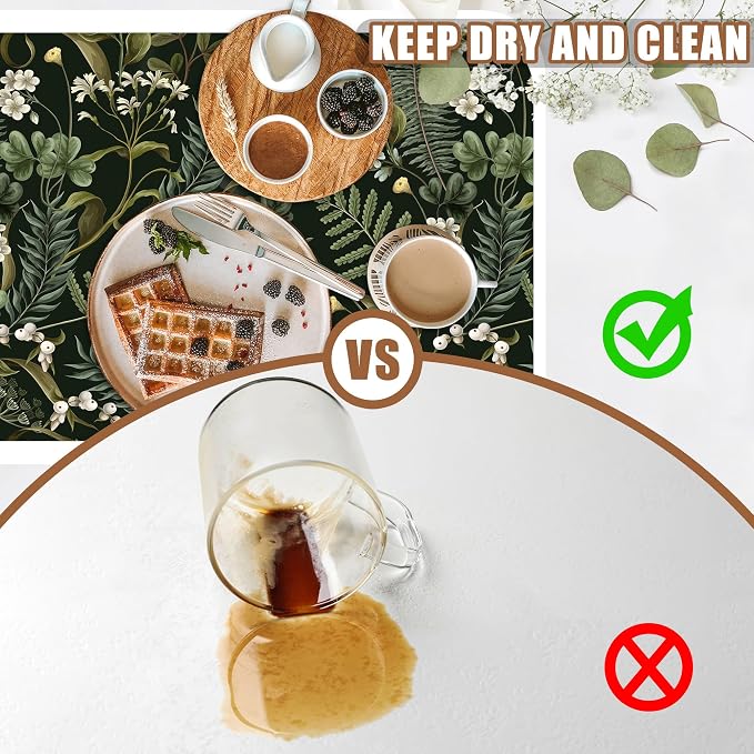 White Flowers and Berries Coffee Mat Fern and Leaves Dish Drying Mat Absorbent - Image 6