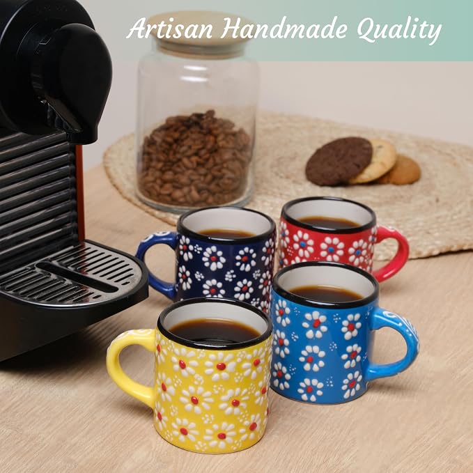 Ceramic Espresso Cups, 5 Oz Espresso Cups Set of 4, Handmade Espresso Cup - Image 3