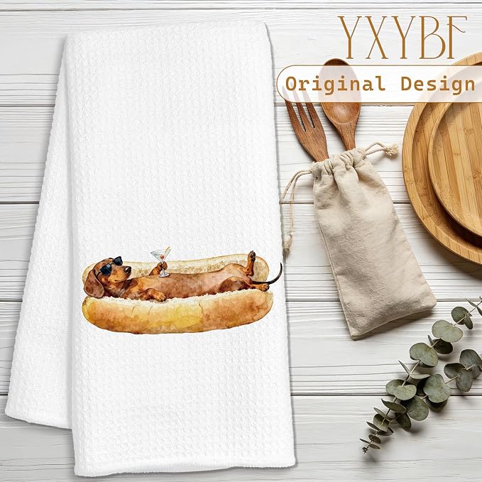 Funny Dachshund Hand Dish Tea Towels - Image 2