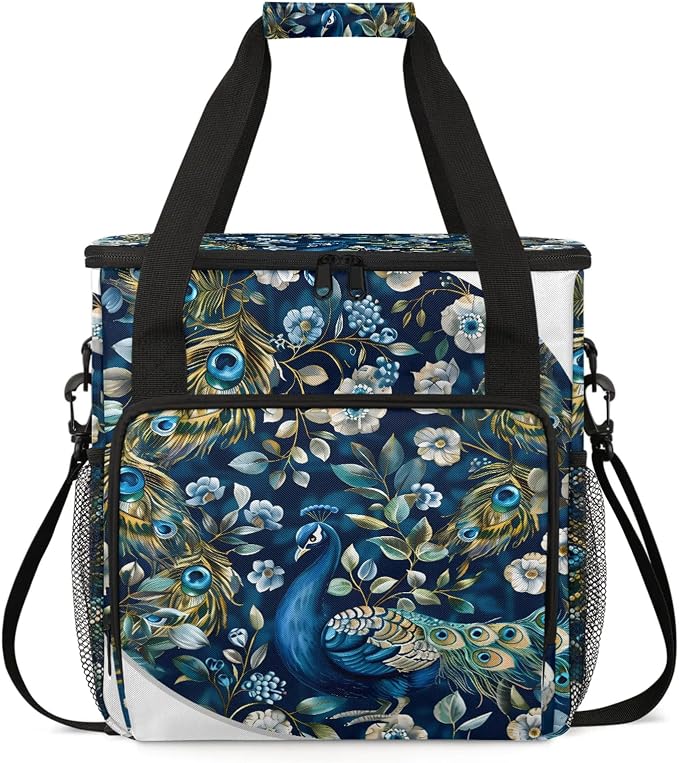 Animal Peacock Feaher Coffee Maker Carring Bag, Large Insulated Storage by Home