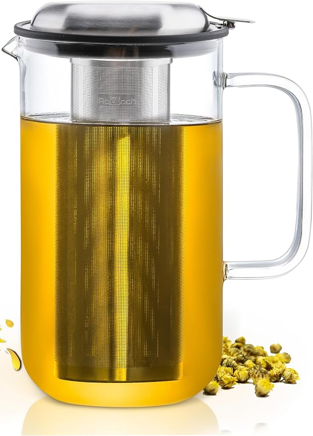 Aquach 51oz Glass Teapot with Infuser, Stovetop Safe Borosilicate Tea Pot | by Aquach