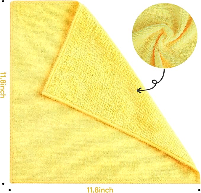 TEAWOO 10 PCS Yellow Microfiber Cleaning Cloths, Highly Absorbent Microfiber - Image 2