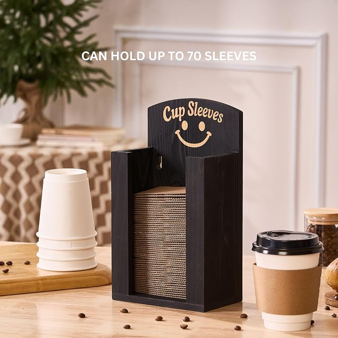 GoFika Coffee Cup Sleeve Holder – Black Hot Cup Dispenser - Image 6